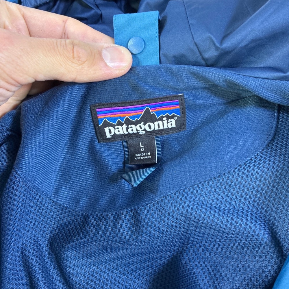 Patagonia Kids H2No Insulated Fleece Lined Waterproof Parka Jacket Blue Large 12 - Picture 11 of 16